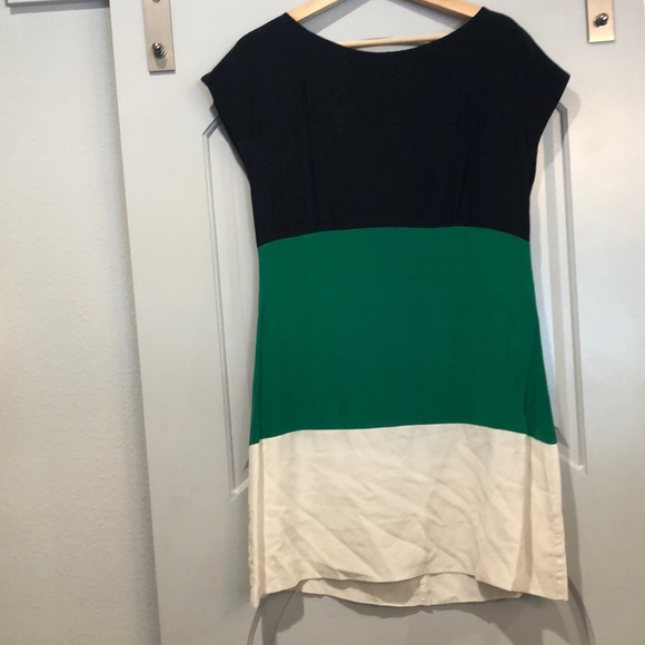 Silk color block dress. Very classy!